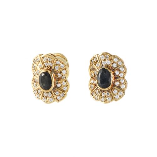 Pendientes cuarzo azul y circonitas