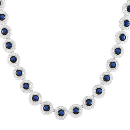 Choker with blue quartzes and zircons rosettes.