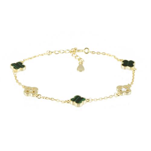 Conjunto de pendientes y pulsera de en forma de trébol, con