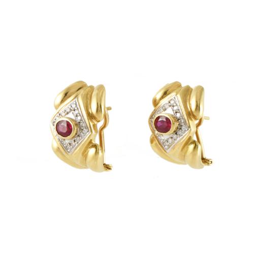 Pendientes años 60 con rubíes y diamantes.