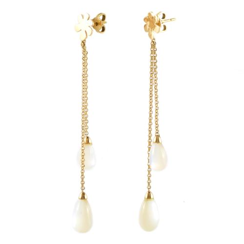 Pendientes largos con colgantes de piedra luna.