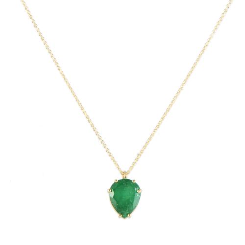 Necklace and pendant with a large emerald.