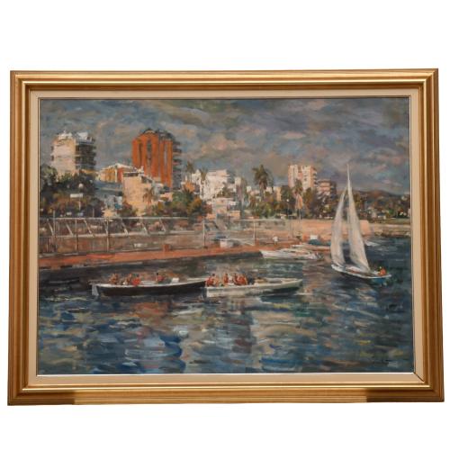 JUAN COLLADO (20TH CENTURY).  "Rowing".