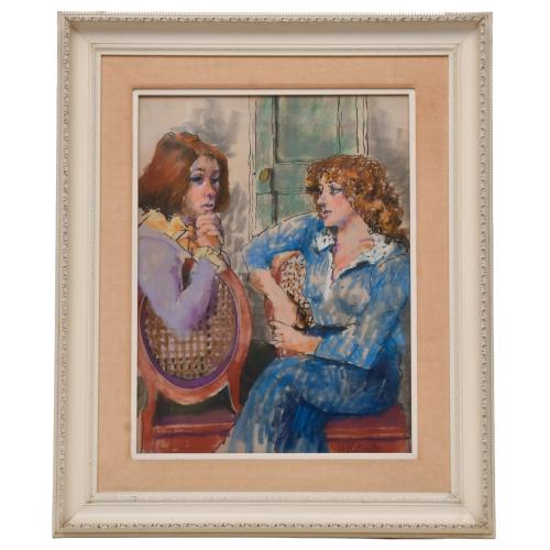 XAVIER BLANCH PLA (1918-1999).  "Girls sitting".