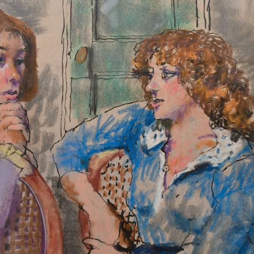 XAVIER BLANCH PLA (1918-1999).  "Girls sitting".