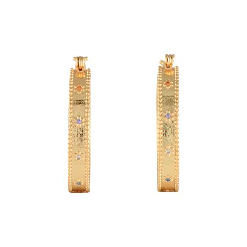Hoop-shaped earrings with coloured zircons.
