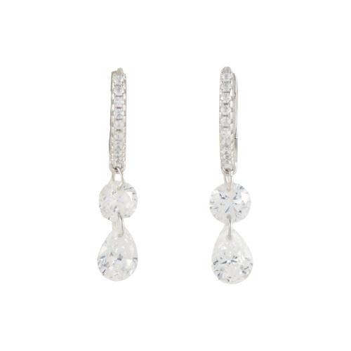 Hoop earrings with pendant zircons.