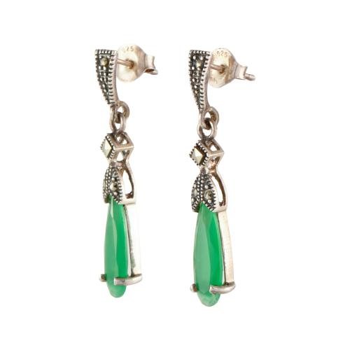 Art Deco long earrings wiht marcasites.