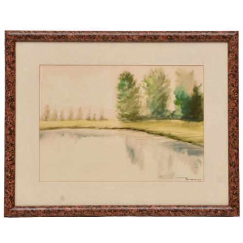 SPANISH SCHOOL, 20TH CENTURY. "Manu" "Landscape".