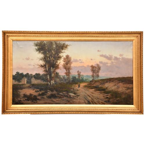 19TH-20TH CENTURIES SPANISH SCHOOL. "Sunset landscape".