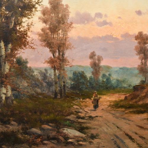 19TH-20TH CENTURIES SPANISH SCHOOL. "Sunset landscape".