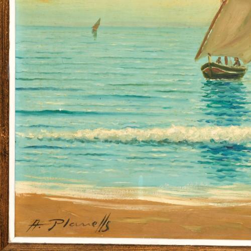 ÀNGEL PLANELLS (1901-1989). "Retorn de la pesca".