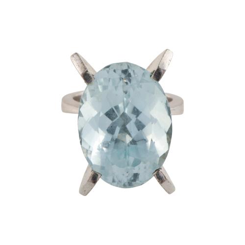 Ring with a large aquamarine.