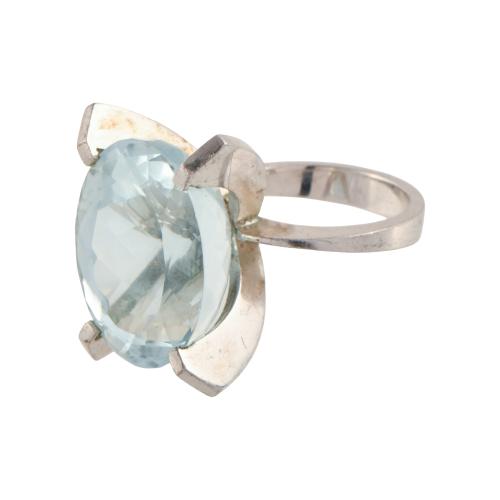 Ring with a large aquamarine.