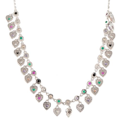 Choker with heart-shaped pendants and multicoloured glass.