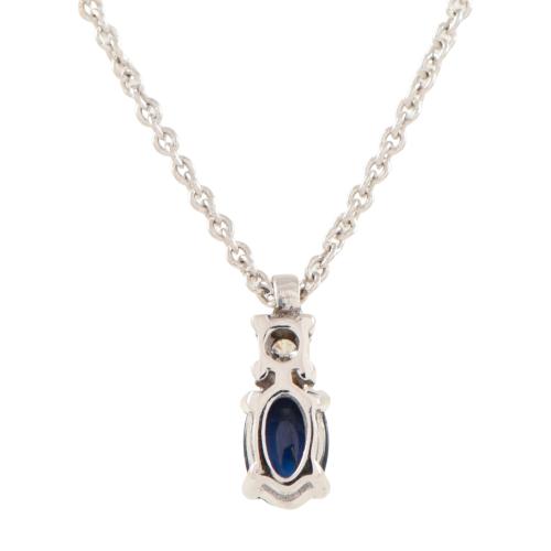 Necklace with a sapphire and diamonds pendant.