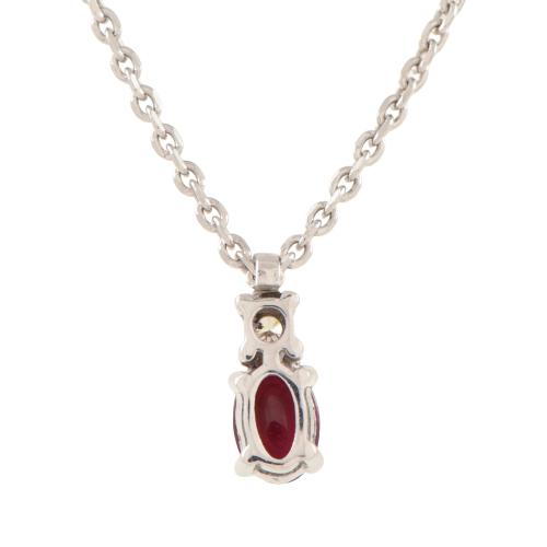 Necklace with ruby and diamonds pendant.