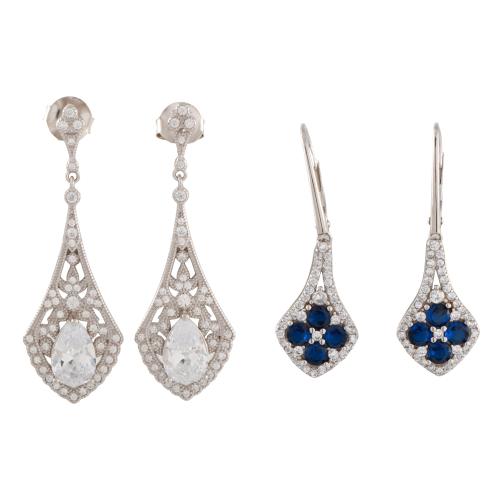 Two pairs of Art Deco earrings.