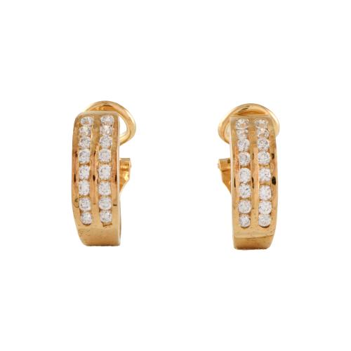 Pendientes aros anchos con doble carril de circonitas.