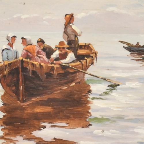20TH CENTURY CATALAN SCHOOL. Pair of seascapes