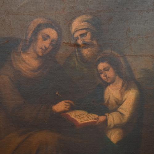 ESCUELA ESPAÑOLA, SIGLO XIX. "Santa Ana enseñando a leer a 