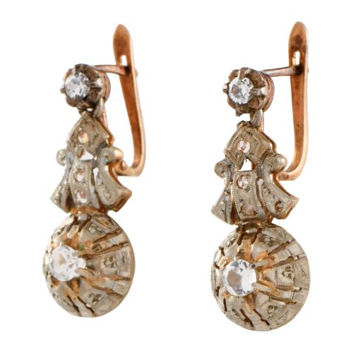 Pendientes largos con diamantes primer tercio del s.XX