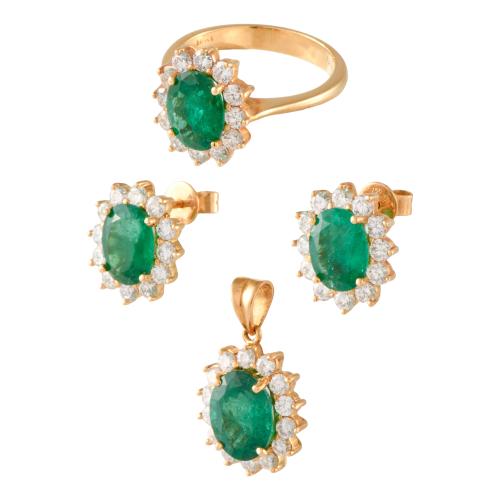 Earrings, pendant and ring set, 1960's