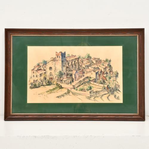 ERICH BUTTNER (1889-1936). Study "Village and church", 1934.