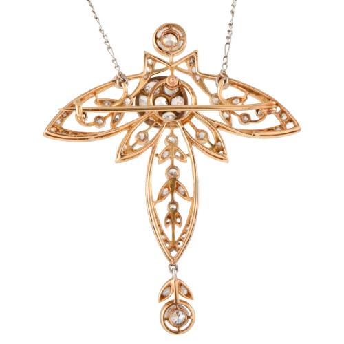 Art Deco brooch/necklace withc diamonds