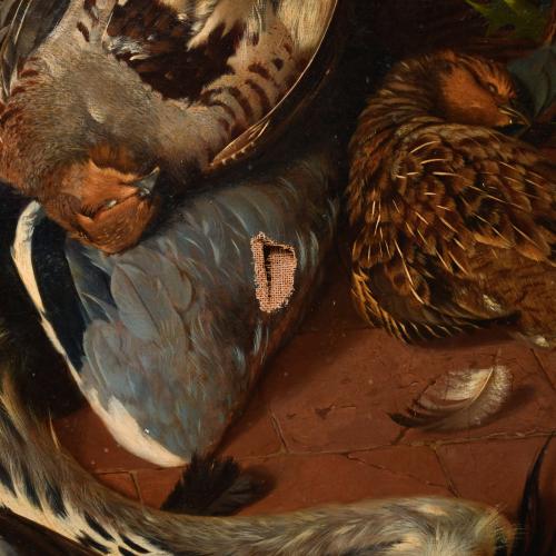 19TH CENTURY ENGLISH SCHOOL. "Hunting still life".