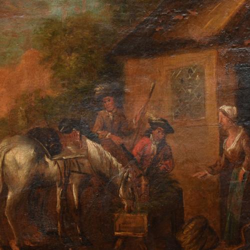 19TH CENTURY ENGLISH SCHOOL. "Characters and horese".