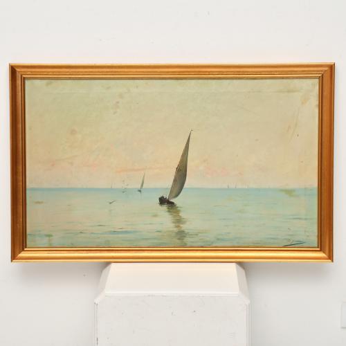 LLUÍS GRANER (1863-1929) "Seascape with a sailboat".
