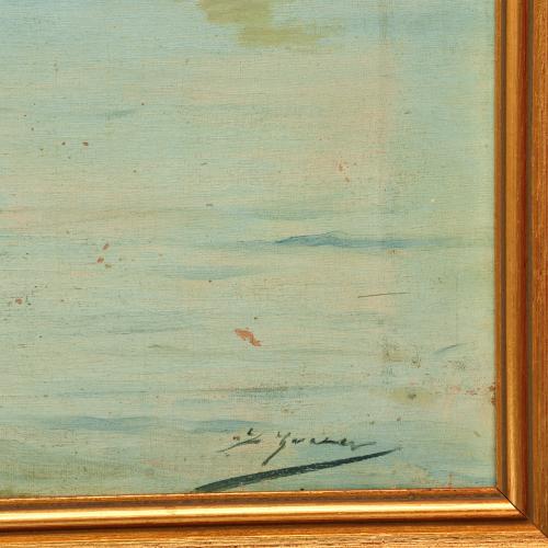 LLUÍS GRANER (1863-1929) "Seascape with a sailboat".