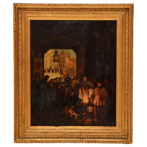 19TH CENTURY, SPANISH SCHOOL. "Muerte del Conde de Villamed