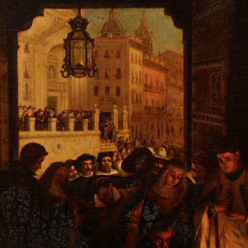 19TH CENTURY, SPANISH SCHOOL. "Muerte del Conde de Villamed