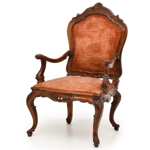 Sillón, estilo Luis XV, siglo XIX.