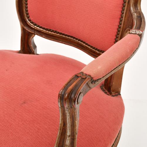Conjunto de seis sillones, estilo Luis XV, siglo XX.
