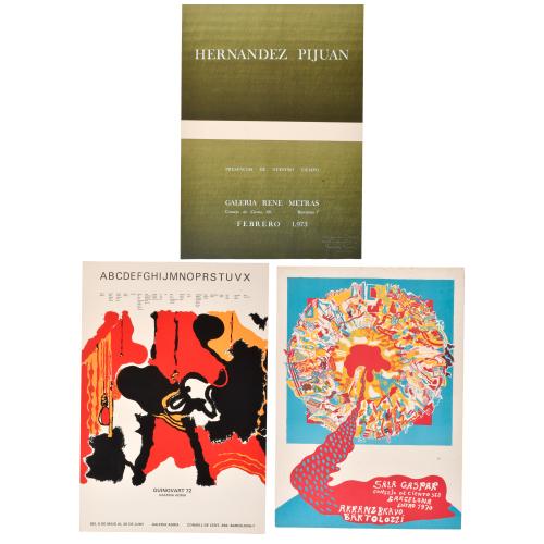 ARRANZ BRAVO Y BARTOLOZZI, GUINOVART Y HERNÁNDEZ PIJUAN. Tres carteles para diferentes exposiciones. Entre 1970-1973 y 1973.