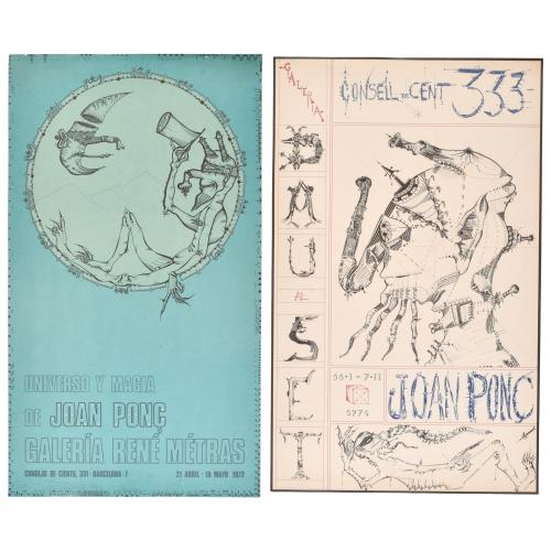 JOAN PONÇ I BONET (1927-1984). Pareja de carteles litográficos para exposiciones en las galerías Rene Metras y Consell de Cent 333.1972-1974.