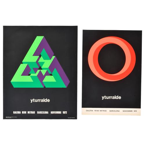 JOSE Mª YTURRALDE (1942).  Pareja de Carteles serigrafiados para exposiciones en la Galería Rene Metras. 1970-1972.