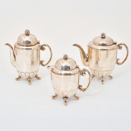 Juego de té y café en plata, siglo XX. 