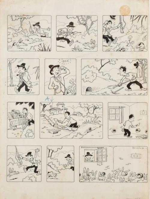 MARINO BENEJAM FERRER (1890-1975).  Ilustración para viñeta cómica.