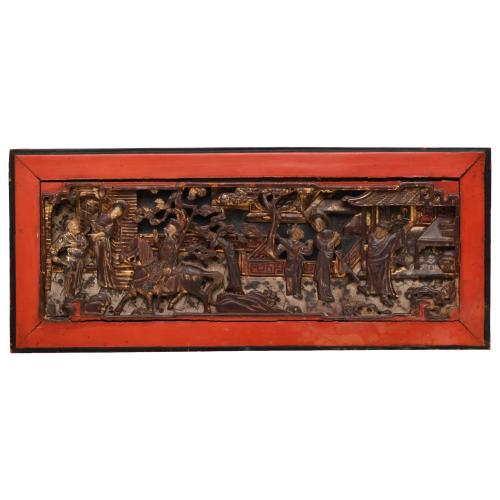 ESCUELA CHINA, DINASTÍA QING, SIGLO XX.   Pláfón en relieve.