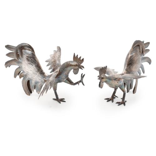 Pareja de gallos de pelea, siglo XX. 