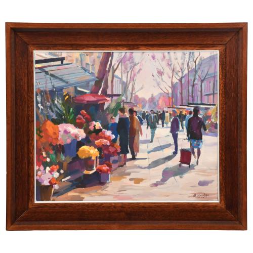 RAMON BARNADAS (1909/15-1981). "Rambla de las flores", 1979.