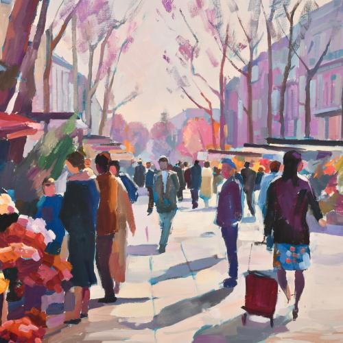 RAMON BARNADAS (1909/15-1981). "Rambla de las flores", 1979.