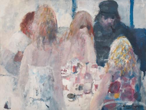 ROC RIERA ROJAS (1913-1992). “Personajes frente la mesa”, Costa Brava.