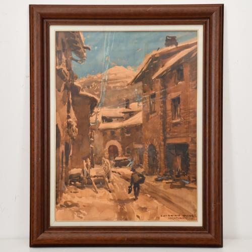 CEFERINO OLIVÉ (1907-1995).  "Pueblo", 1980.