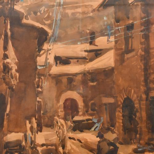 CEFERINO OLIVÉ (1907-1995).  "Pueblo", 1980.