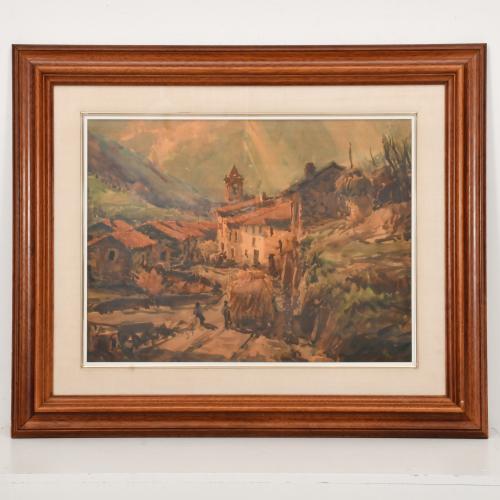 CEFERINO OLIVÉ (1907-1995).  'View of a village'.